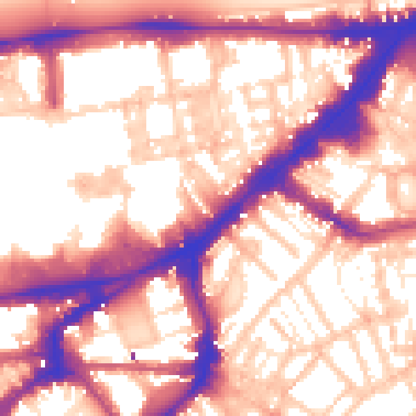 Daytime road noise heatmap for SW3 2AA