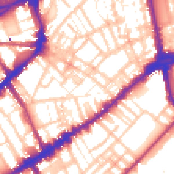 Daytime road noise heatmap for SW3 3HX