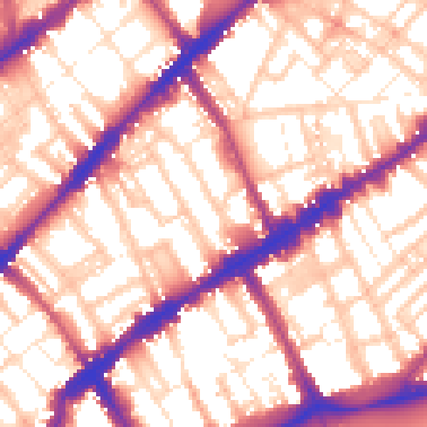 Daytime road noise heatmap for SW3 6JY
