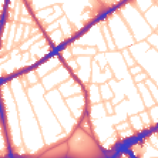 Daytime road noise heatmap for SW4 0HH