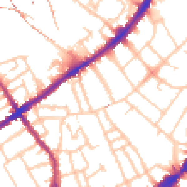 Daytime road noise heatmap for SW4 6LG