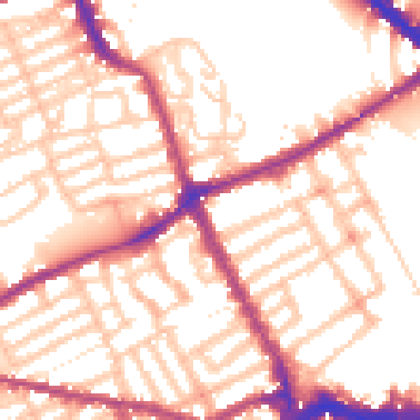 Daytime road noise heatmap for SW6 1FZ