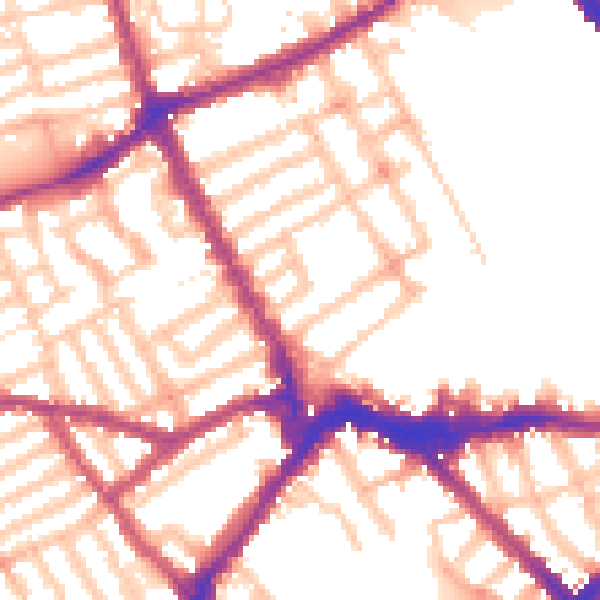 Daytime road noise heatmap for SW6 1JB