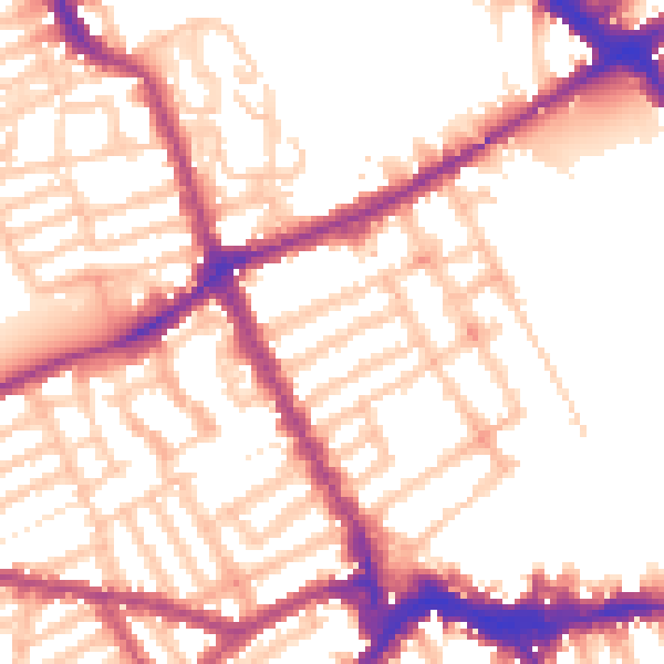 Daytime road noise heatmap for SW6 1LW