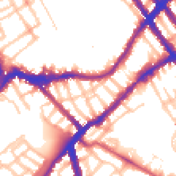 Daytime road noise heatmap for SW6 2JW