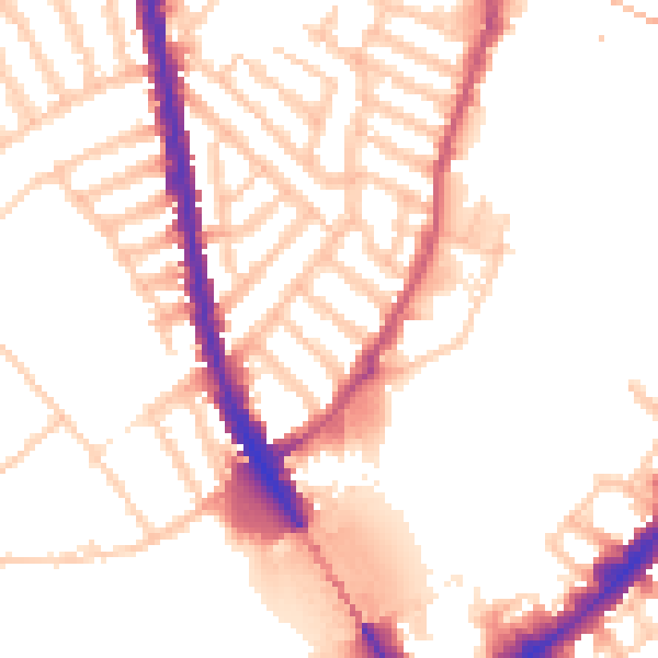 Daytime road noise heatmap for SW6 2RX