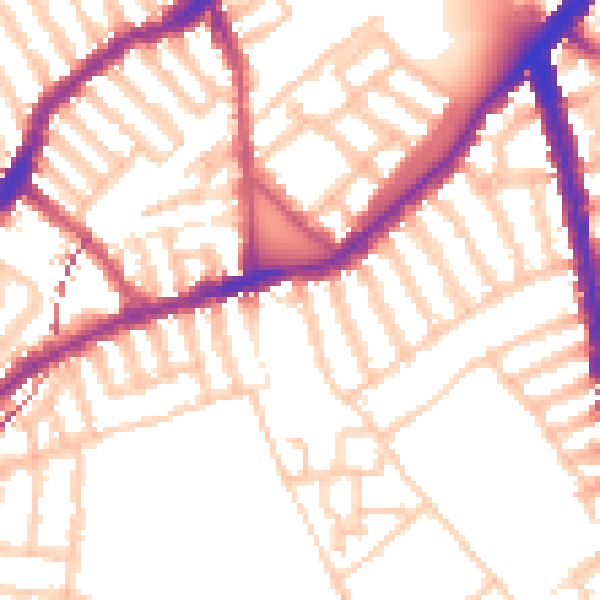 Daytime road noise heatmap for SW6 3BN