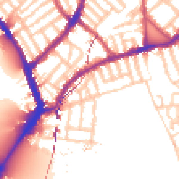 Daytime road noise heatmap for SW6 3NE
