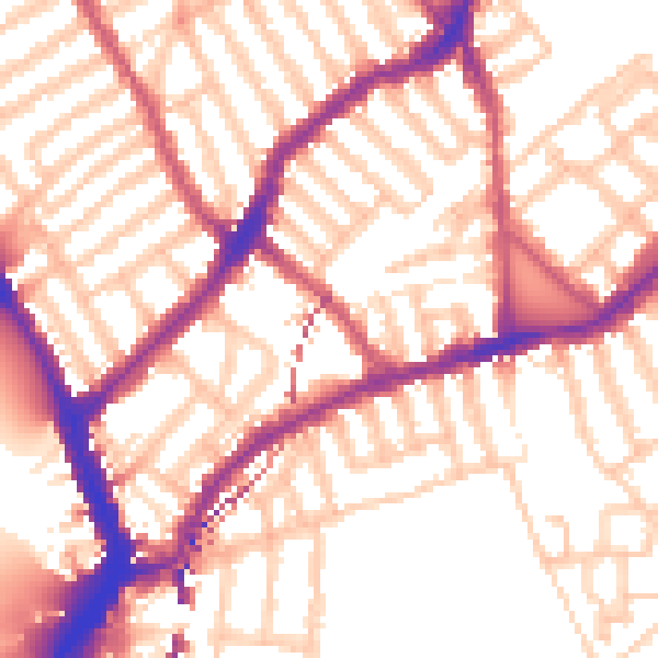 Daytime road noise heatmap for SW6 4EL