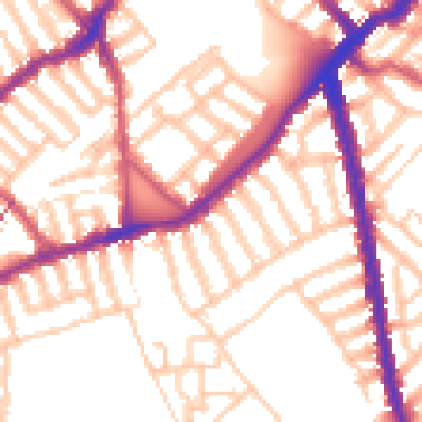 Daytime road noise heatmap for SW6 4SR