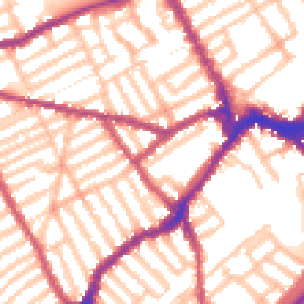 Daytime road noise heatmap for SW6 7AA