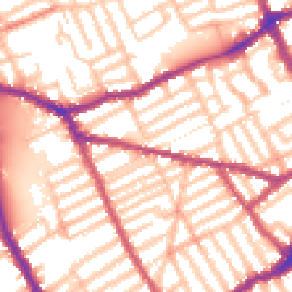 Daytime road noise heatmap for SW6 7NP