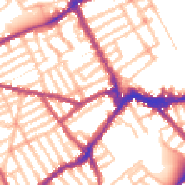 Daytime road noise heatmap for SW6 7TQ