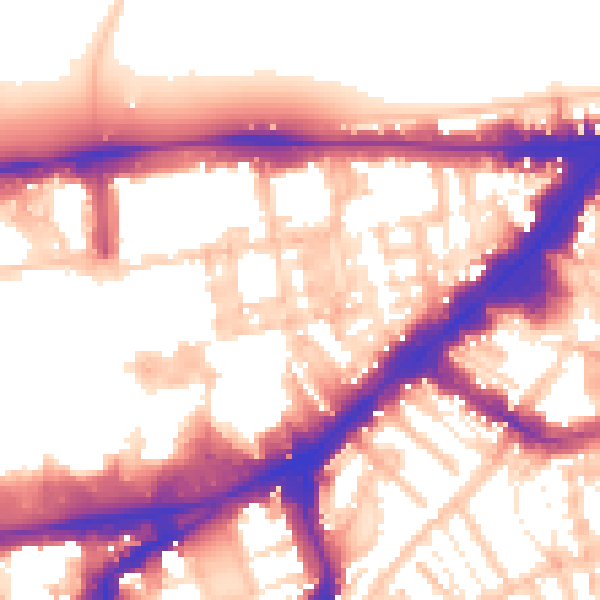 Daytime road noise heatmap for SW7 1AQ