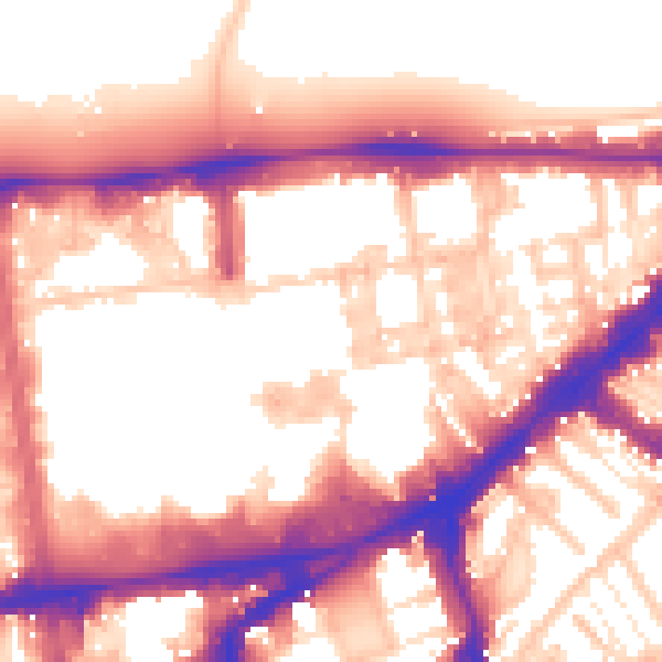 Daytime road noise heatmap for SW7 1BU