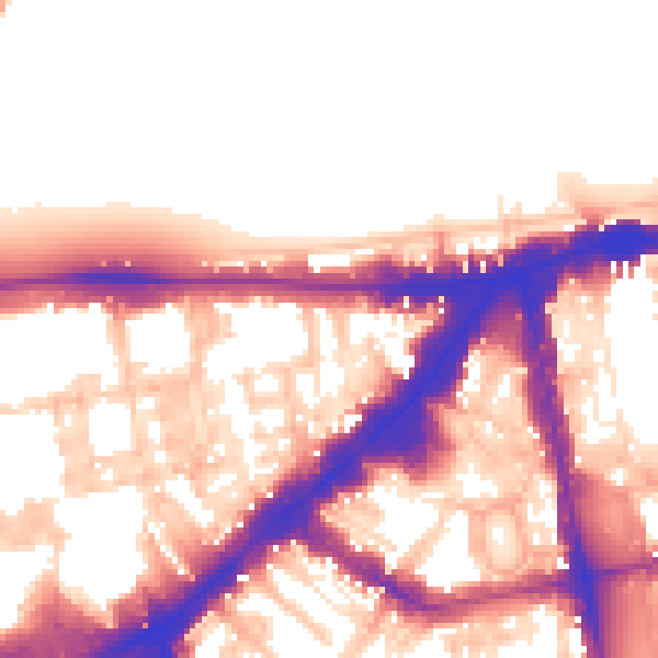 Daytime road noise heatmap for SW7 1DX