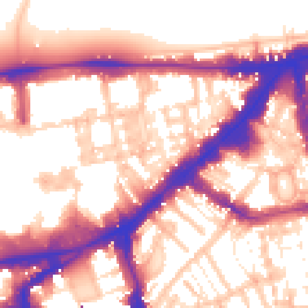 Daytime road noise heatmap for SW7 1EF
