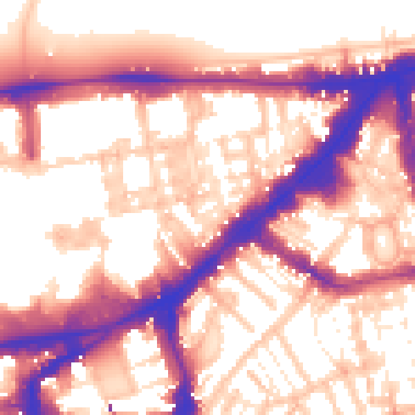 Daytime road noise heatmap for SW7 1EH