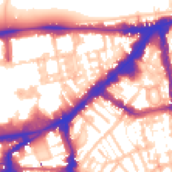 Daytime road noise heatmap for SW7 1ER
