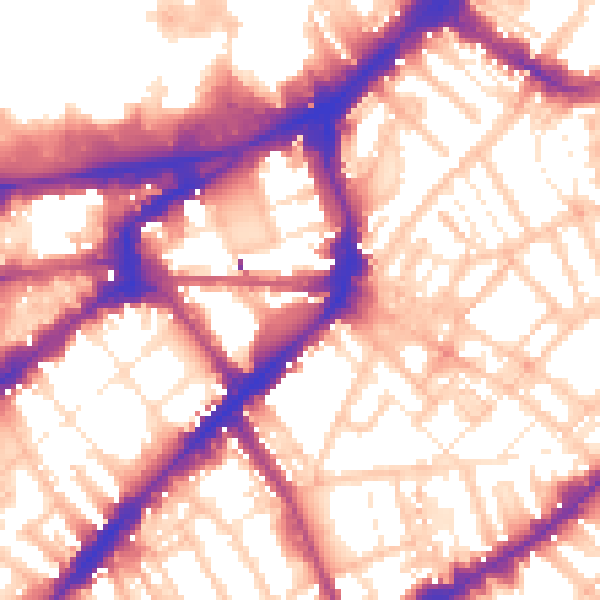 Daytime road noise heatmap for SW7 2NP