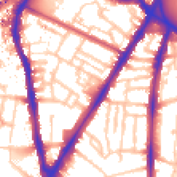 Daytime road noise heatmap for SW8 1AG