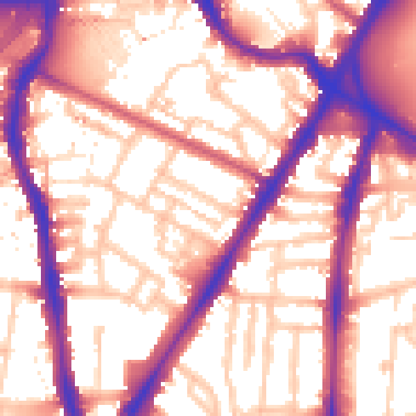 Daytime road noise heatmap for SW8 1AS
