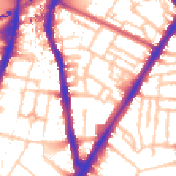 Daytime road noise heatmap for SW8 1DH