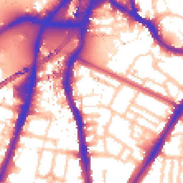 Daytime road noise heatmap for SW8 1EA