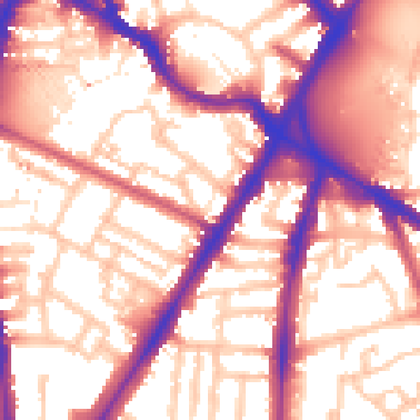 Daytime road noise heatmap for SW8 1PB