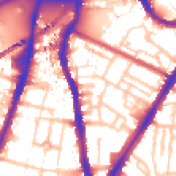 Daytime road noise heatmap for SW8 1XZ