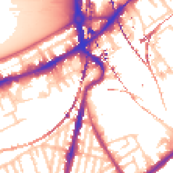 Daytime road noise heatmap for SW8 3NP
