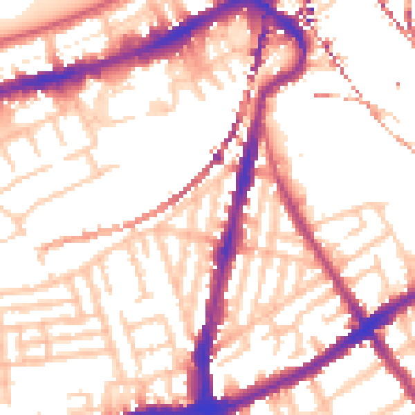 Daytime road noise heatmap for SW8 3QA