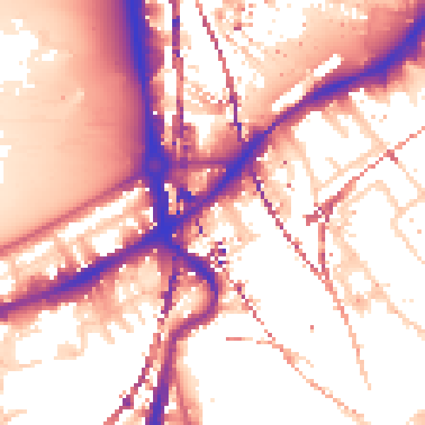 Daytime road noise heatmap for SW8 4EQ