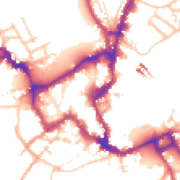 Daytime road noise heatmap for SY1 1BW