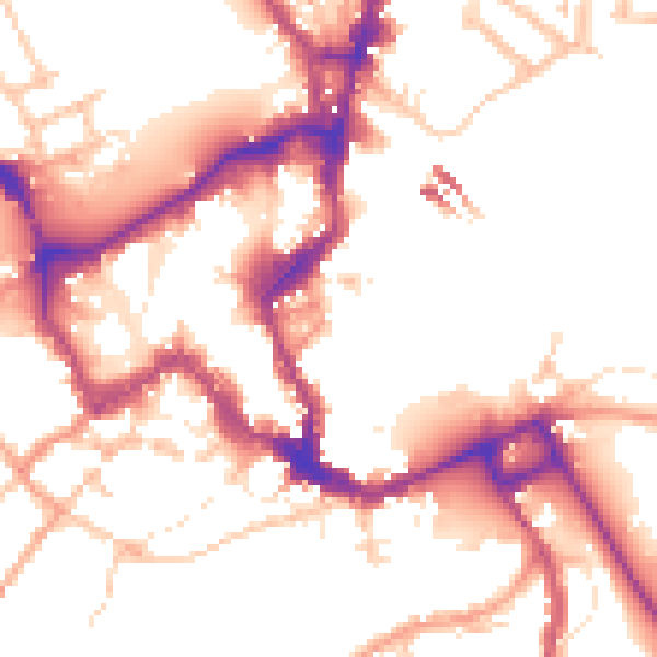 Daytime road noise heatmap for SY1 1DL