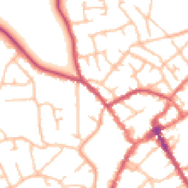 Daytime road noise heatmap for SY11 1AJ