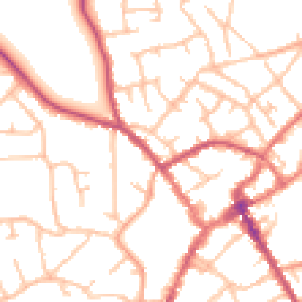 Daytime road noise heatmap for SY11 1AL