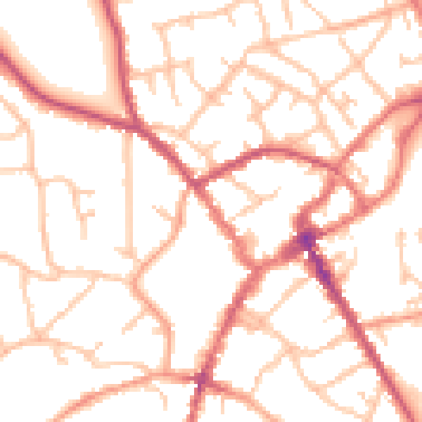 Daytime road noise heatmap for SY11 1AQ