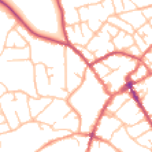 Daytime road noise heatmap for SY11 1AS