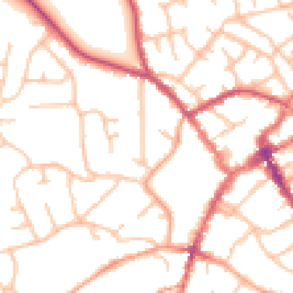 Daytime road noise heatmap for SY11 1AX