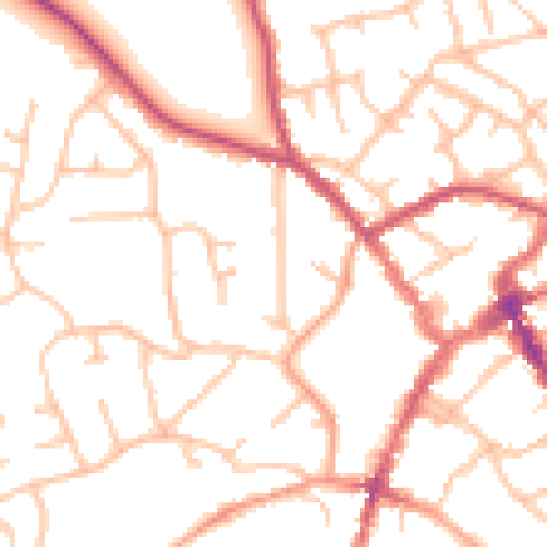 Daytime road noise heatmap for SY11 1AZ
