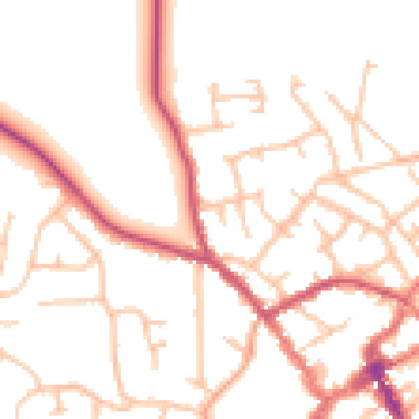 Daytime road noise heatmap for SY11 1BJ