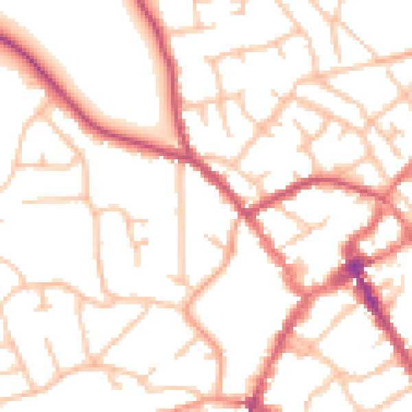 Daytime road noise heatmap for SY11 1BZ