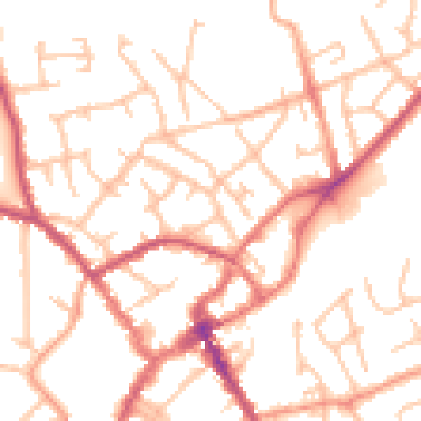 Daytime road noise heatmap for SY11 1DG