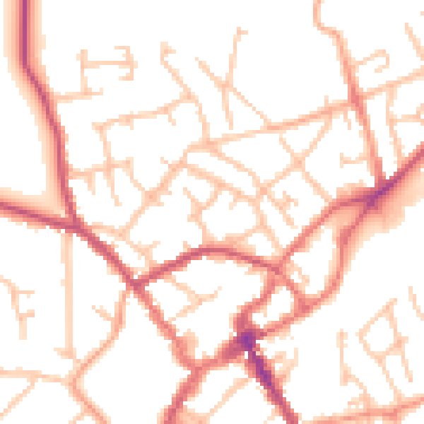 Daytime road noise heatmap for SY11 1DL