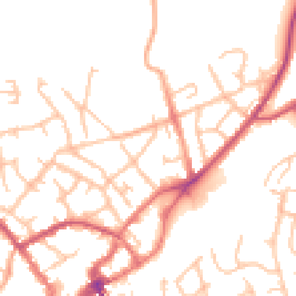 Daytime road noise heatmap for SY11 1ED