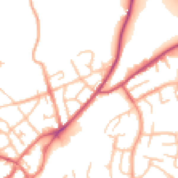 Daytime road noise heatmap for SY11 1EZ