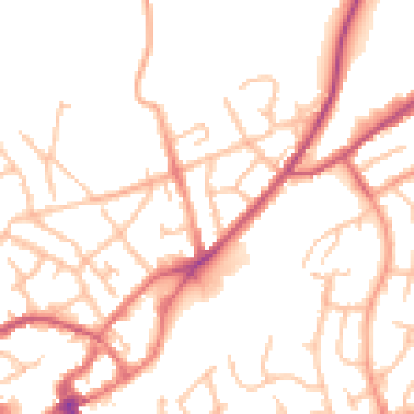 Daytime road noise heatmap for SY11 1HE
