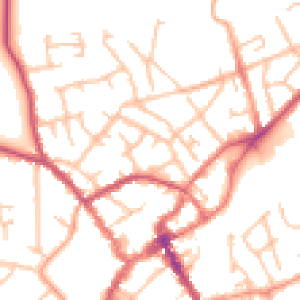 Daytime road noise heatmap for SY11 1LP