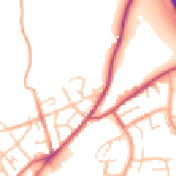 Daytime road noise heatmap for SY11 1UB
